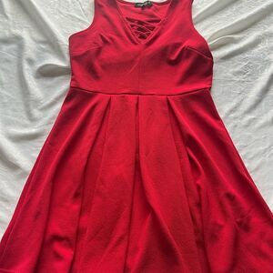 White Mark Red Pleated A-Line Mini Dress woman’s size large sleeveless